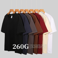 Kaos Pria Lengan Pendek Warna Solid Katun Murni 260 GSM Grosir, Kerah Bulat, Custom Loose Fit