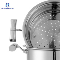 Fabricant professionnel 201 en acier inoxydable en forme de ventre Pot à couscous Double couches Pot à soupe à vapeur avec 3 lignes de satin