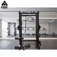Rack de musculation multifonction avec machine Smith et montants pour salle de sport à domicile, club de fitness commercial et centre d'entraînement