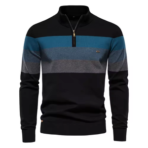 Sudadera Antiarrugas para <span class=keywords><strong>Hombre</strong></span> 2024, Venta al por Mayor de Fábrica, Jersey de <span class=keywords><strong>Cuello</strong></span> <span class=keywords><strong>Alto</strong></span> de Manga Larga para Invierno, Camisa de Punto <span class=keywords><strong>con</strong></span> Diseño de Empalmes - Product Image 4