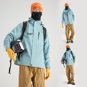 Chaqueta con Capucha para Hombre, Otoño, Casual, Softshell, Forro Polar, Cortavientos, Impermeable, con Cierre de Cremallera, para Senderismo - Product Image 1