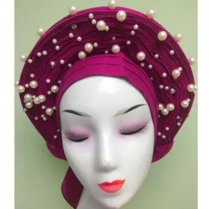 Delivery fast auto gele headties 2019 hot selling african scarf in nigerian wedding fabrics