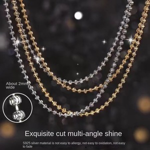 <span class=keywords><strong>Collana</strong></span> <span class=keywords><strong>Artigianale</strong></span> Italiana in Argento Sterling 925 Placcato Oro 18K con Catena a Perline Diamantate e Perle Starlight per Uomo e <span class=keywords><strong>Donna</strong></span> - Product Image 2