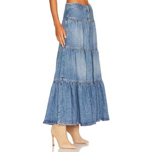 Vestido Vaquero Personalizado para Mujer, con Botones, Bolsillos Laterales, Estilo Holgado, Faldas Largas de Mezclilla Azul para Mujer - Product Image 2