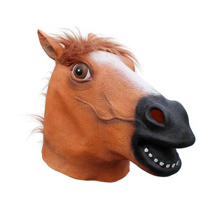 Máscara de látex con cabeza de caballo, 28x35 cm, accesorio para fiesta de disfraces de animales, unisex - Product Image 3