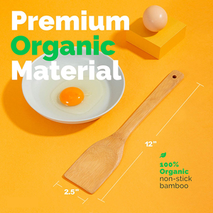 Ustensiles de cuisine <span class=keywords><strong>Gadget</strong></span> de cuisine en bambou naturel Ustensiles de cuisine avec logo personnalisé en gros Outils Cuillère Fourchette Spatule Ensemble - Product Image 2