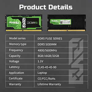 PUSKILL Vente en gros de mémoire RAM DDR5 SODIMM 8 Go 16 Go 32 Go 4800 MHz 5600 MHz, mémoire pour ordinateur portable de jeu haute vitesse - Product Image 3