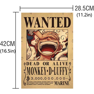 1 pièce Affiches <span class=keywords><strong>de</strong></span> recherche <span class=keywords><strong>de</strong></span> récompense Anime Luffy Gear 5 Nika Zoro Ace Shanks Pirates du <span class=keywords><strong>Chapeau</strong></span> <span class=keywords><strong>de</strong></span> <span class=keywords><strong>Paille</strong></span> en papier artisanal pour décoration intérieure - Product Image 2