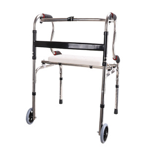 Stainless Steel <b>Walker</b> With Seat And Wheels <b>For</b> Elderly And <b>Disabled</b> Mobility Aid Rehabilitation Support - Product Image 1