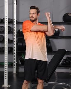 Athletic Sport Wear Moisture <b>Wicking</b> Shirt Fitness Clothing <b>Tshirt</b> Men Gym T Shirt Workout Top F00 - Product Image 2