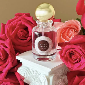 कस्टम लोगो मोटी स्पष्ट ग्लास गोल आकार 30 मिली 50 मिली 50 मिलीलीटर इत्र कांच की बोतल सोने की टोपी - Product Image 5