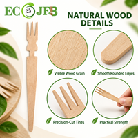Fourchette à dessert jetable en bois de 117 mm, mini-fourchette en bois naturel pour gâteaux et dégustation de fruits, vente en gros, emballage personnalisé OEM, services alimentaires