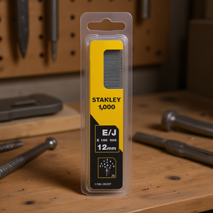 Clavos Stanley E/J de 12 mm, paquete de 1000, galvanizados con zinc, para madera y metal - Product Image 3