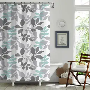 High Quality Custom Plants Leaves Natural Design Plastic Bathroom Products Cortinas De Ducha PEVA Clear Shower Curtains