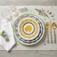 Lot de Plats Ronds en Céramique Peints à la Main à Motifs Floraux pour Mariage, Vaisselle en Porcelaine Style Campagne pour Salades, Fruits et Plats Maison