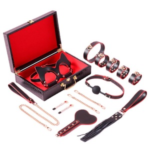 Jouets sexuels SM, ensemble de 8 pièces en cuir véritable pour couples, bondage des mains et des pieds, menottes, fouet en cuir, entraînement - Product Image 1