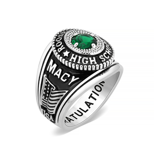 Mùa Tốt Nghiệp 925 Sterling Silver Bạc & Brass Chất Liệu Tùy Chọn Birthstone Cá Nhân Tùy Chỉnh Thiết Kế Trường Trung Học Lớp Nhẫn - Product Image 3