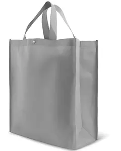 灰色无纺布杂货购物袋，带徽标定制印刷图案定制颜色