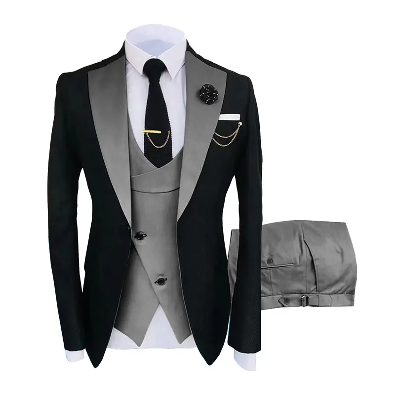 new custom design top quality Business Men's Suit Elegant Suits with Pants Formal Business Dress Brand Slim Fit suits