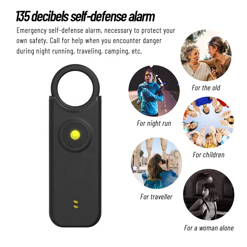 2023 New 140Db Recharge Portable Emergency Sos Security Self Defense Alarm Keychain Personal Safety Alarm For Women Children Eld