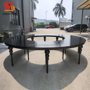 Mịn Sang Trọng 340Cm <span class=keywords><strong>S</strong></span> <span class=keywords><strong>S</strong></span>óng Hình Màu Đen Bàn Tròn Thép Không Gỉ Mặt Trăng Bảng MDF Đám Cưới Hàng Đầu Bảng - Product Image 1