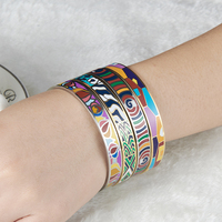 Bracelet émaillé personnalisé en acier inoxydable, vente en gros, plaqué argent,