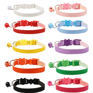 Aksesori hewan peliharaan terbaru sabuk kerah kucing polos desainer grosir hewan peliharaan kulit PU dengan bel - Product Image 1