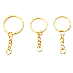 Gold Keychain Four Link Chain Single Loop Metal Pendant Jewelry <b>Accessory</b> Round Shape Plated Brass <b>Key</b> <b>Ring</b> - Product Image 3