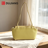 Tas Selempang Kulit Asli DUJIANG Warna Solid, Tas Tangan Santai Modis, Kapasitas Besar Model 8956