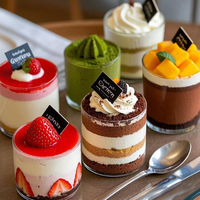 Gobelet carré en plastique PS jetable personnalisé de 60 ml/2 oz avec couvercle, transparent, pour dessert, mousse, pudding, gâteau, crème glacée, fruits