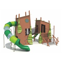 Équipement de terrain de jeu en bois de qualité commerciale, conception personnalisée d'attractions de parc extérieur de grande taille