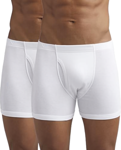Lot de 3 boxers mi-taille pour hommes, blancs, en nylon/élasthanne tricoté, respirants, unis, avec logo à la taille - Product Image 2