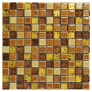 Tùy chỉnh bán buôn cao cấp trang trí phòng tắm sang trọng phong cách mới men vàng tinh thể thủy tinh gốm ghép cho nhà bếp - Product Image 1