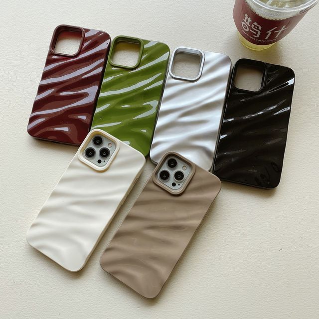 Luxury Electroplated 3D Wave Pattern Case for iPhone 17 16 15 14 13 12 11 Pro Max XS Max XR 7 8 Plus Fashion Bright Glossy Cover
