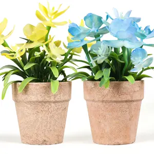 Mini Plastic Colorful Butterfly Orchid Pot Artificial Flowers Plants Living Room Decoration Artificial Plant With Pot