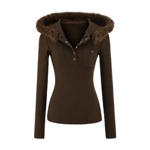 Suéter Casual Elegante de Algodón de Color Sólido, Antiarrugas, Grueso, para Invierno, con Mangas Largas Ajustadas - Product Image 5