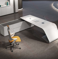 Meubles de bureau à domicile de luxe en forme de L, table classique incurvée, bureau intelligent, bureau de direction, bureau de PDG
