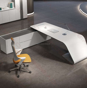 Muebles de Oficina de Lujo para el Hogar, Escritorio Ejecutivo en Forma de L Curvo, Clásico e Inteligente para Jefe, Gerente, Director General - Product Image 2