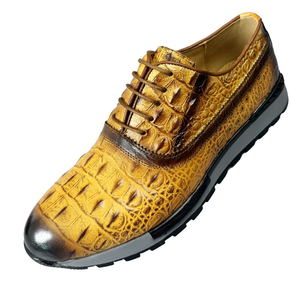 Zapatos Oxford de Piel Genuina con Patrón de Cocodrilo, con Cordones, Punta Puntiaguda, Suela de Goma Antideslizante, Zapatos para Caminar - Product Image 3
