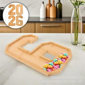 ถาดไม้สำหรับเสิร์ฟอาหาร ขนมหวาน ผลไม้ งานเลี้ยง ใช้ในบ้าน ชุดจานไม้ - Product Image 2