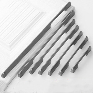 T-Shaped Aluminum Alloy Cabinet Handle Gray <b>Black</b> Minimalist Wardrobe <b>Door</b> Handle Durable Electroplated Surface - Product Image 2