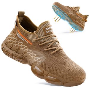 Bottes montantes de sécurité antidérapantes et résistantes à l'usure pour hommes, idéales pour l'automne et l'hiver, à lacets et étanches - Product Image 1