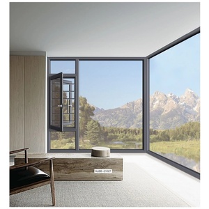 Fenêtre à battant en aluminium à rupture de pont thermique à double vitrage, exportée directement de l'usine, pour maison, villa, chambre - Product Image 2