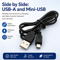 Kabel Data USB2.0 ke Mini USB 1m Pengisian Cepat untuk Kamera HDD Pemutar MP3/4 Kabel Charger Mini USB