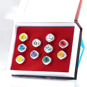 10 pcs per set New Design Anime Cosplay Props Akatsuki Ring Jewelry Box Set Ring set