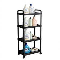 Étagère à roulettes en plastique sur pied à 5 niveaux, bibliothèque mobile, panier de rangement pour légumes de cuisine, organisateur de collations pour la maison et le salon