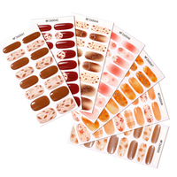 Bandes de gel semi-durcies RTS pour ongles, 16 embouts, motif points ombrés marron, pour manucure DIY