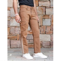 Jeans pour hommes Baggy Big And Tall Camel Brown Straight Fit Denim Cargo Jeans pour hommes