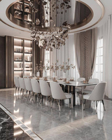 Ensemble table et chaises de salle à manger extra large de luxe italien, 12 places, table de salle à manger de luxe en pierre frittée