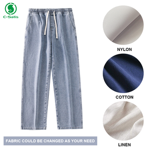 Nouveau modèle de <span class=keywords><strong>jeans</strong></span> pour hommes, pantalon ample à jambe droite pour le printemps et l'automne, pantalon large décontracté à taille élastique pour la rue haute - Product Image 6